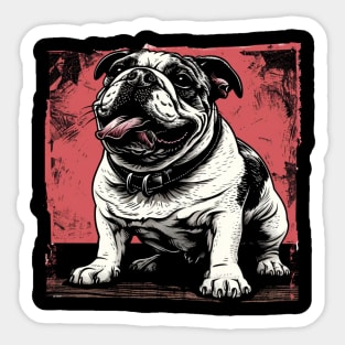 Retro Art Bulldog Dog Lover Sticker